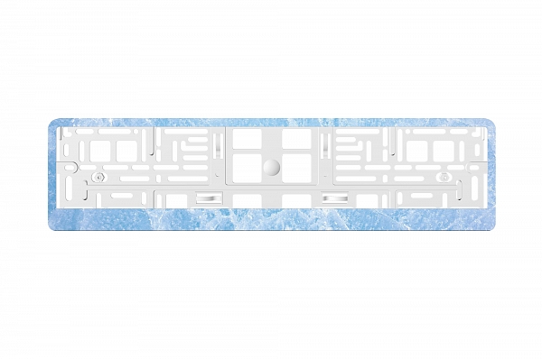 Рамка автомобильного номера УФ-печать ARS STYLE белая "Лед"