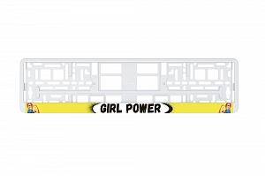 Рамка автомобильного номера УФ-печать Автостандарт белая "Girl Power"