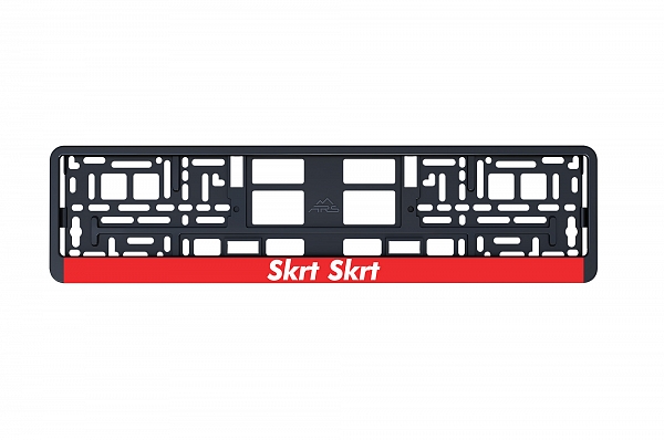 Рамка автомобильного номера УФ-печать Автостандарт черная "Skrt Skrt"
