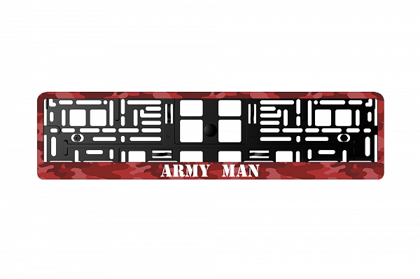 Рамка автомобильного номера УФ-печать ARS STYLE черная ARMY MAN Камуфляж Красный
