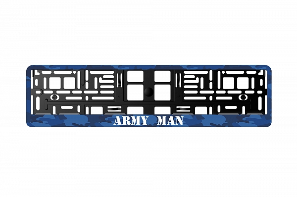 Рамка автомобильного номера УФ-печать ARS STYLE черная ARMY MAN Камуфляж Синий