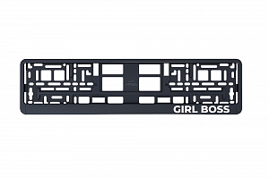 Рамка автомобильного номера УФ-печать Автостандарт черная "GIRL BOSS"