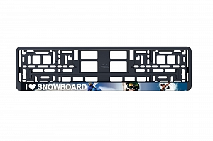 Рамка автомобильного номера УФ-печать Автостандарт черная "Сноуборд"