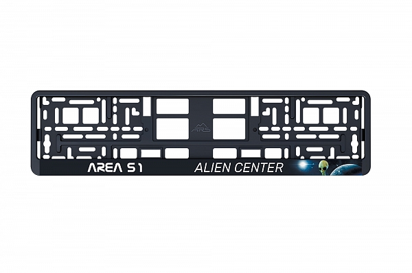 Рамка автомобильного номера УФ-печать Автостандарт черная "Area 51"