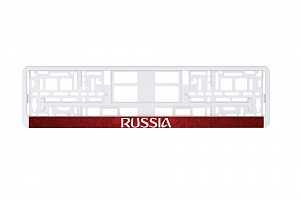 Рамка автомобильного номера УФ-печать Автостандарт белая "Russia орнамент"