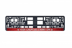 Рамка автомобильного номера УФ-печать Автостандарт черная "Keep calm and carry on"