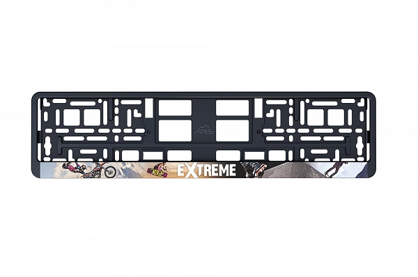 Рамка автомобильного номера УФ-печать Автостандарт черная "Extreme"