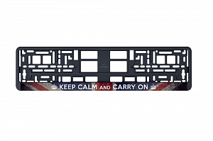 Рамка автомобильного номера УФ-печать Автостандарт черная "Keep calm британский флаг"