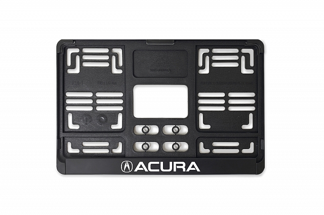 Рамка автомобильного номера квадратная 290 х 170 черная УФ-печать "Acura"