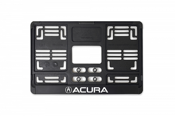 Рамка автомобильного номера квадратная 290 х 170 черная УФ-печать "Acura"