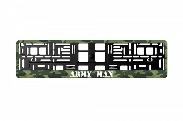 Рамка автомобильного номера УФ-печать ARS STYLE черная ARMY MAN Камуфляж Зеленый