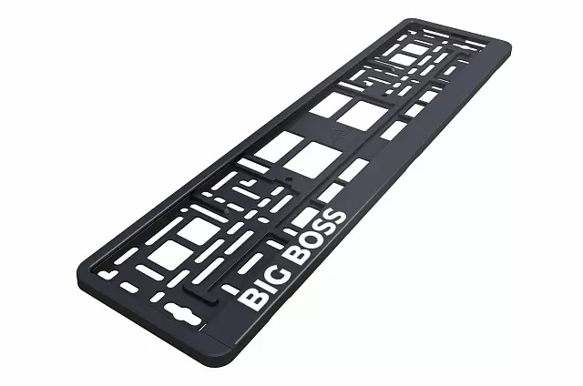 Рамка автомобильного номера УФ-печать Автостандарт черная "BIG BOSS"