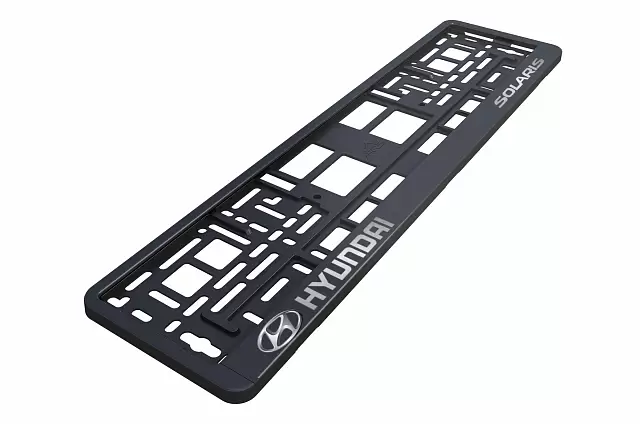 Рамка автомобильного номера УФ-печать Автостандарт черная "Hyundai Solaris"