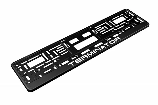 Рамка автомобильного номера УФ-печать Автостандарт черная "TERMINATOR"