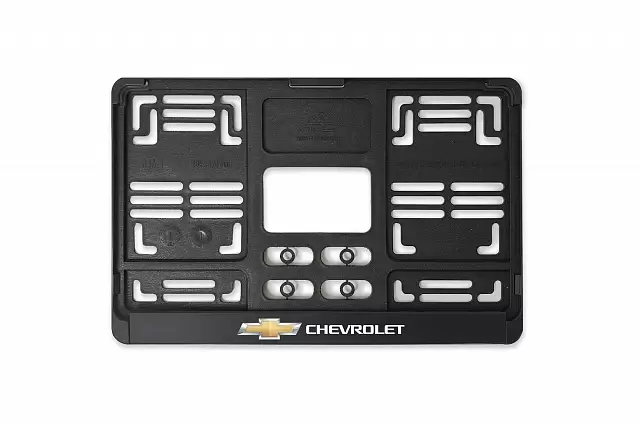 Рамка автомобильного номера квадратная 290 х 170 черная УФ-печать "Chevrolet"