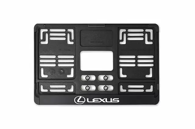 Рамка автомобильного номера квадратная 290 х 170 черная УФ-печать "Lexus"