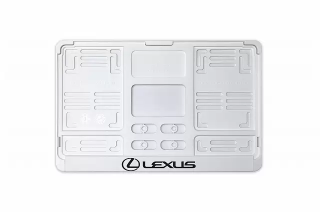 Рамка автомобильного номера квадратная 290 х 170 белая УФ-печать "Lexus"